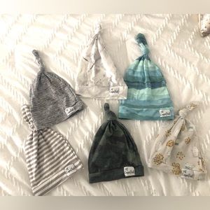 Lot of 6 infant Copper Pearl Adjustable top knot hats